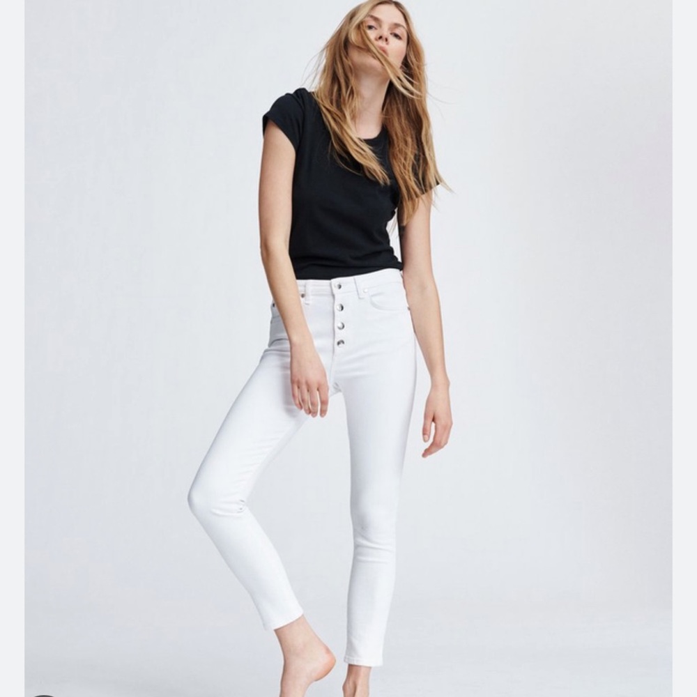 NEW! Rag & Bone Nina High Rise Ankle Skinny 5 Button White Jeans Size 31 - Picture 2 of 11